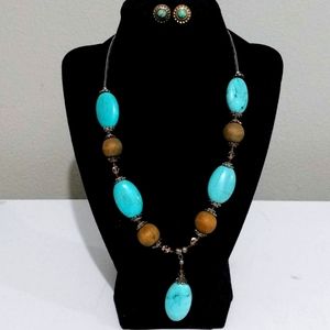 Vintage earrings and handmade necklace